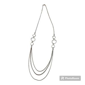 Vintage Flapper Style 6 Circles 3-Layered Stainless Steel Chain Long Necklace